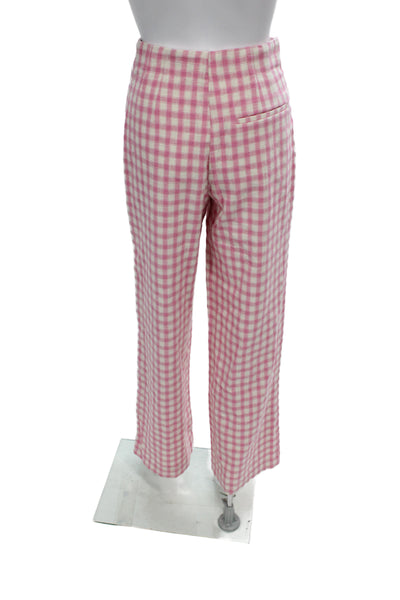 Zara Women Check Sleeveless Sweetheart Cotton Polyester Pants Set Pink Size S