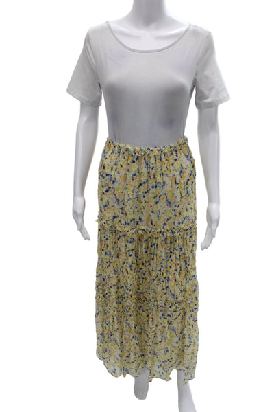 Ulla Johnson Womens Silk Floral Maxi Peasant Skirt Yellow Size 10