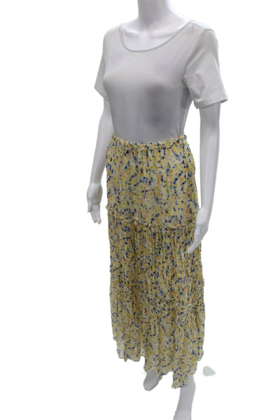 Ulla Johnson Womens Silk Floral Maxi Peasant Skirt Yellow Size 10