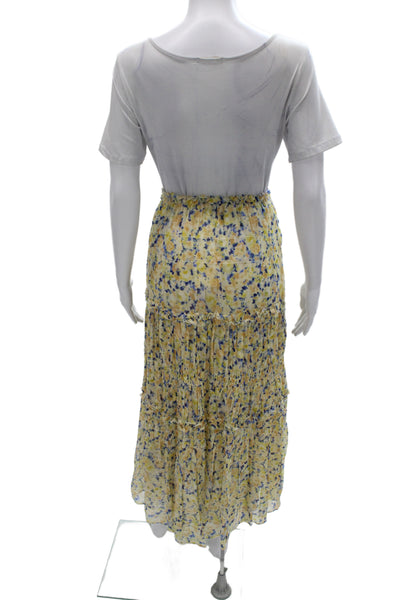 Ulla Johnson Womens Silk Floral Maxi Peasant Skirt Yellow Size 10