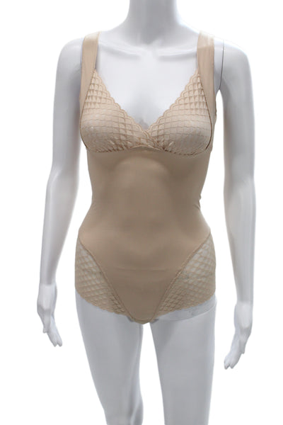 Simone Perele Womens Lace Trim Sleeveless Scoop Neck Shapewear Nude Size M
