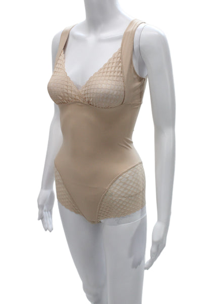 Simone Perele Womens Lace Trim Sleeveless Scoop Neck Shapewear Nude Size M