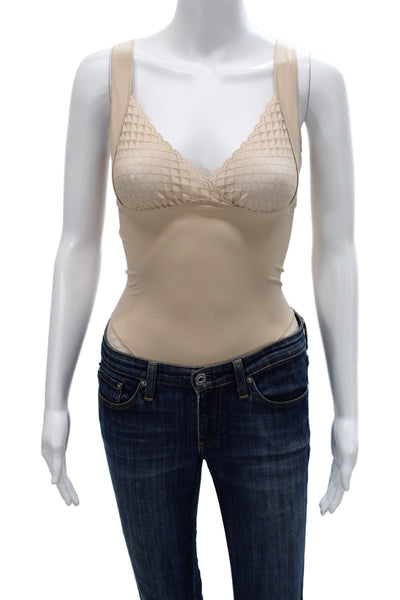 Simone Perele Womens Lace Trim Sleeveless Scoop Neck Shapewear Nude Size M