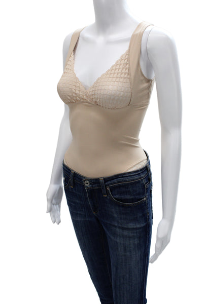 Simone Perele Womens Lace Trim Sleeveless Scoop Neck Shapewear Nude Size M