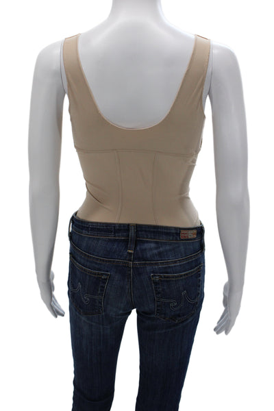 Simone Perele Womens Lace Trim Sleeveless Scoop Neck Shapewear Nude Size M