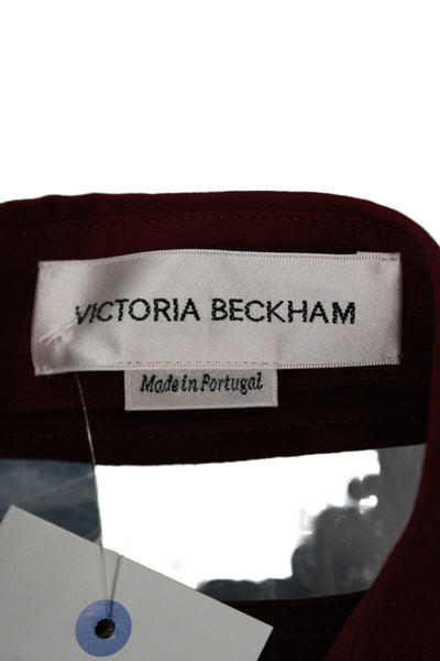 Victoria Beckham Womens Red Silk Collared Button-Up Blouse Long Sleeve Size 2
