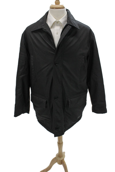 Paul & Shark Mens Black Rain Jacket Collared Button Closure Size L