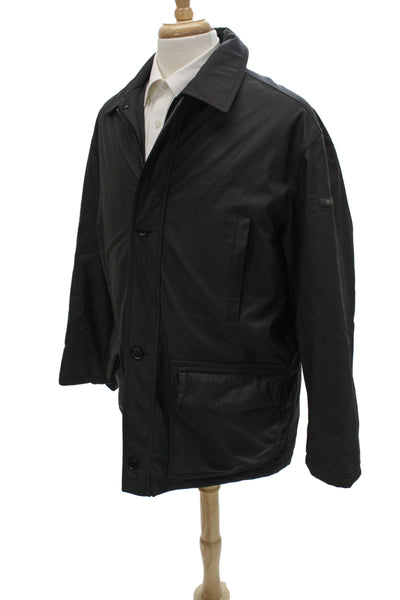 Paul & Shark Mens Black Rain Jacket Collared Button Closure Size L