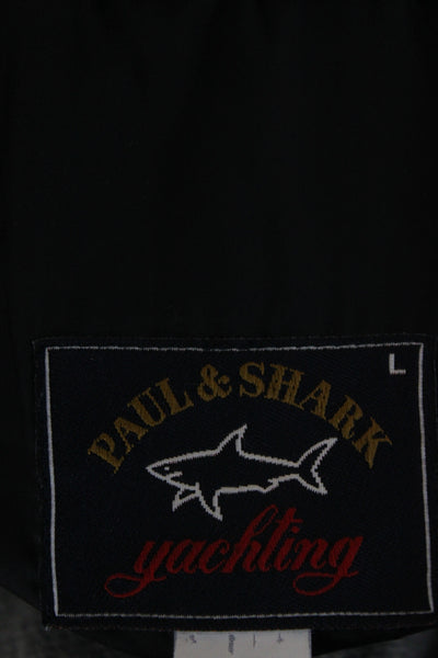 Paul & Shark Mens Black Rain Jacket Collared Button Closure Size L