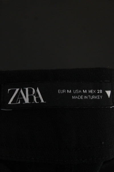 Zara Women Ankle Cropped Dress Pants Black Solid Size M