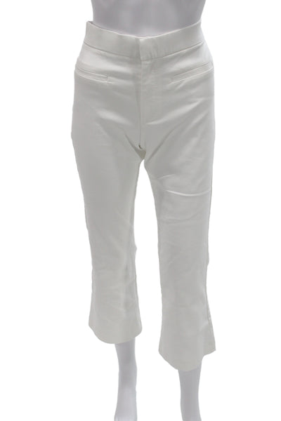 Zara Women Cropped Dress Pants White Polyester Zip Size M