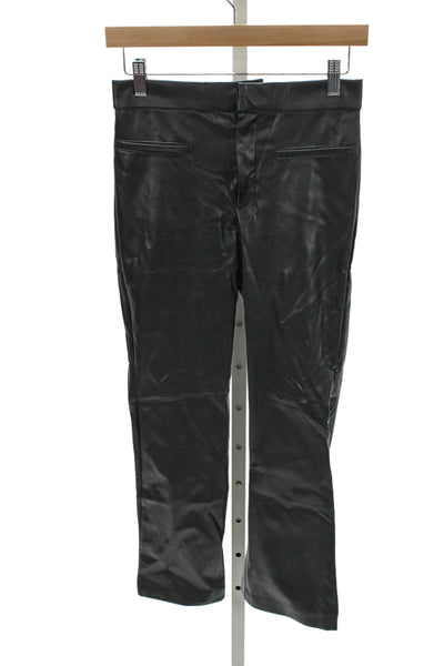 Zara Women Dress Pants Black Biker Zip Polyurethane Inseam 26 Size XS