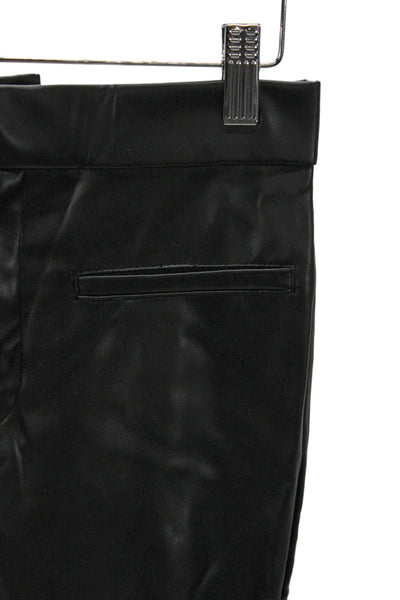 Zara Women Dress Pants Black Biker Zip Polyurethane Inseam 26 Size XS