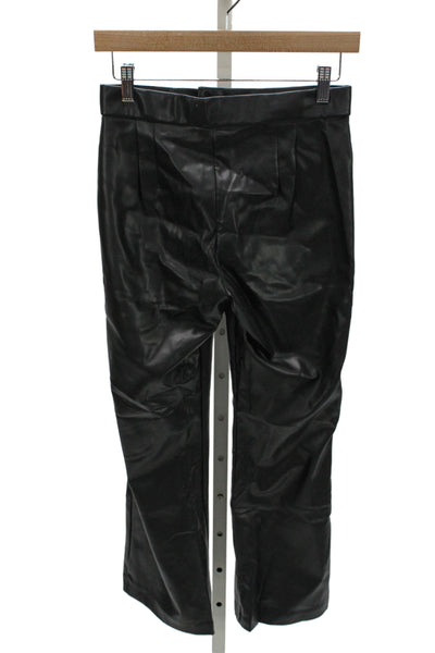 Zara Women Dress Pants Black Biker Zip Polyurethane Inseam 26 Size XS