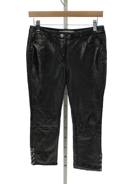 Mango Womens Cropped Biker Jeggings Black Size 4