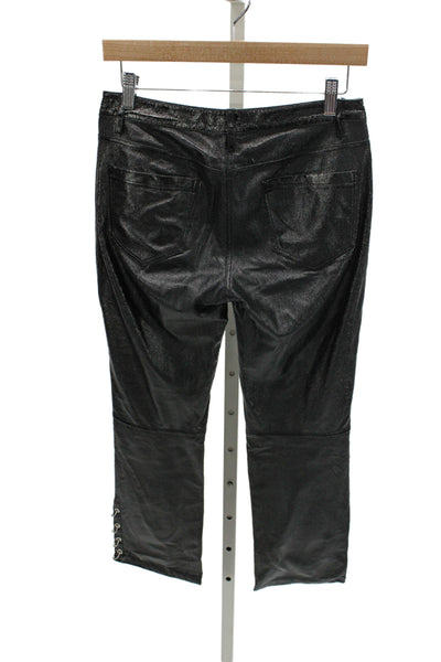 Mango Womens Cropped Biker Jeggings Black Size 4