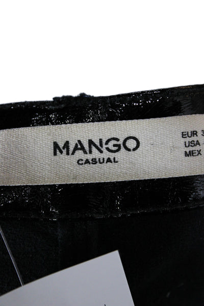Mango Womens Cropped Biker Jeggings Black Size 4