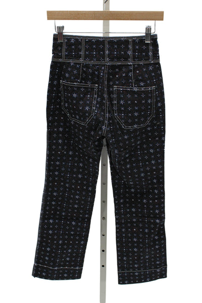 Ulla Johnson Women Cropped Floral Bohemian Cotton Pants Size 2