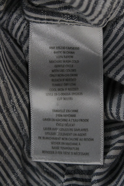 Current/Elliott Womens Collared Striped Rayon Button-Up Long Sleeve Gray Size 2
