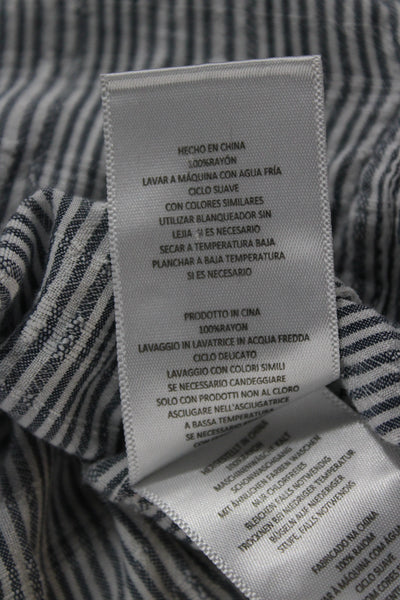 Current/Elliott Womens Collared Striped Rayon Button-Up Long Sleeve Gray Size 2