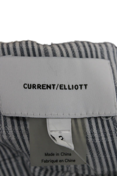 Current/Elliott Womens Collared Striped Rayon Button-Up Long Sleeve Gray Size 2