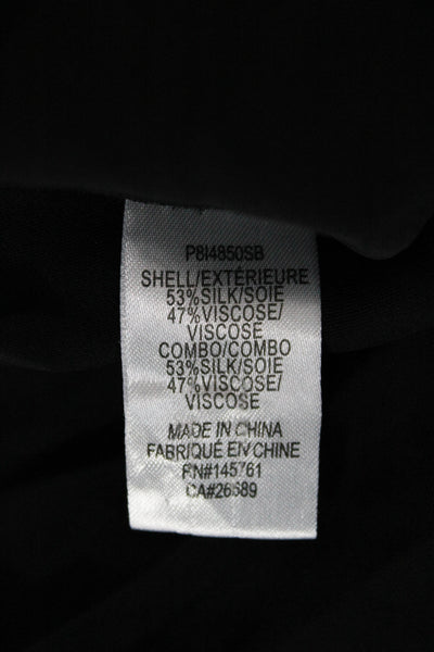 Parker Women Black V-Neck Long Sleeve Silk Blend Blouse Size M