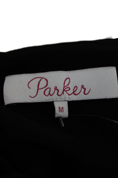 Parker Women Black V-Neck Long Sleeve Silk Blend Blouse Size M
