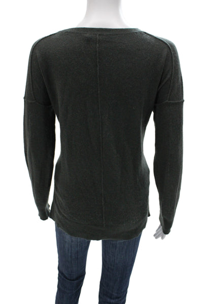 Aqua Cashmere Unisex Green 100% Cashmere Crew Neck Pullover Sweater Size L