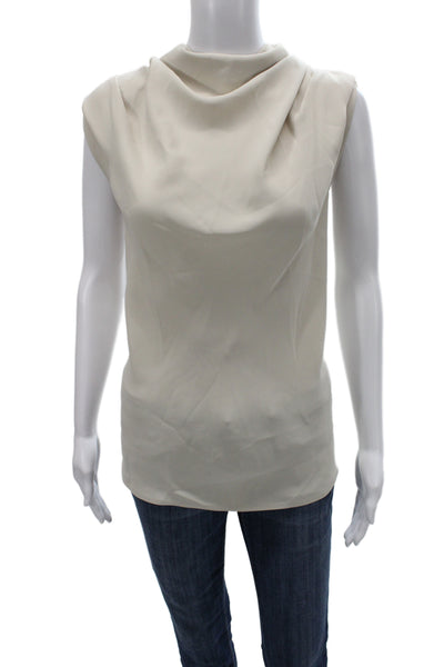 Babaton Women Beige Mock Neck Sleeveless Blouse Size S