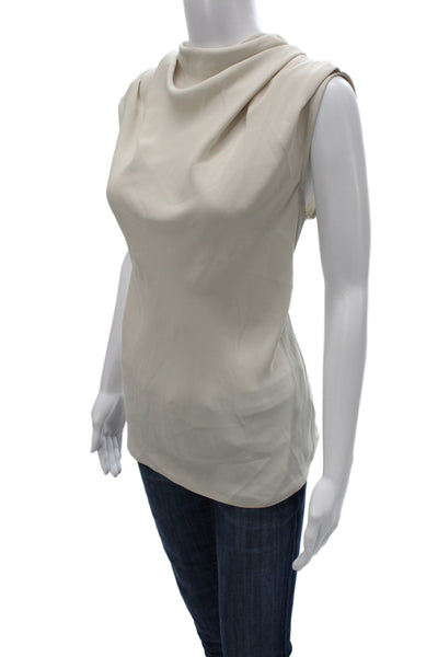 Babaton Women Beige Mock Neck Sleeveless Blouse Size S