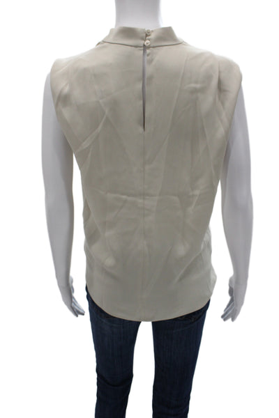 Babaton Women Beige Mock Neck Sleeveless Blouse Size S