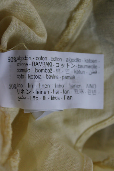 Zara Women Cropped Camisole Yellow Cotton Linen Boho Size S
