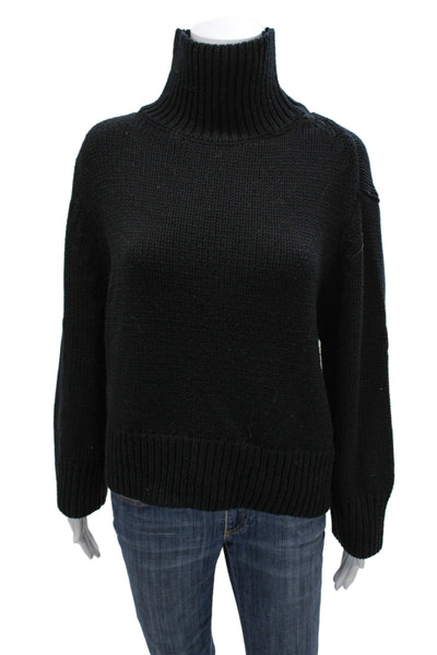 Zara Unisex Pullover Turtleneck Sweater Black Wool Blend Long Sleeve Size M