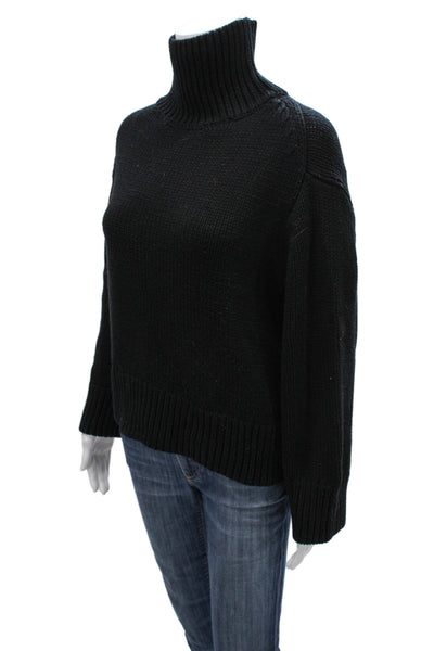 Zara Unisex Pullover Turtleneck Sweater Black Wool Blend Long Sleeve Size M