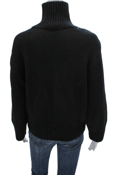 Zara Unisex Pullover Turtleneck Sweater Black Wool Blend Long Sleeve Size M