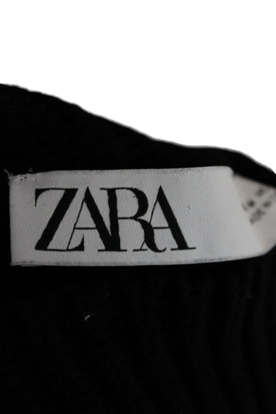 Zara Unisex Pullover Turtleneck Sweater Black Wool Blend Long Sleeve Size M