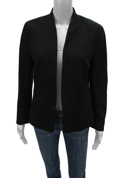 J Crew Women Blazer Black Mock Neck Long Sleeve Hook & Eye Size 8