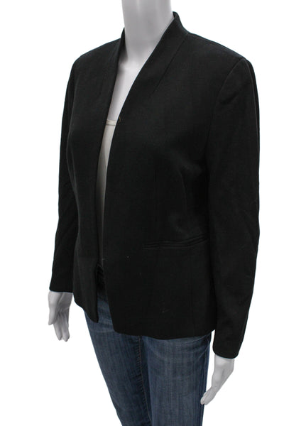 J Crew Women Blazer Black Mock Neck Long Sleeve Hook & Eye Size 8