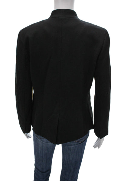 J Crew Women Blazer Black Mock Neck Long Sleeve Hook & Eye Size 8