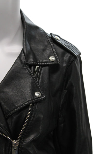 Levis Womens Biker Motorcycle Jacket Black Collared Buckle Long Sleeve Size L