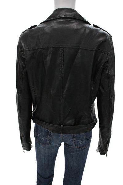 Levis Womens Biker Motorcycle Jacket Black Collared Buckle Long Sleeve Size L
