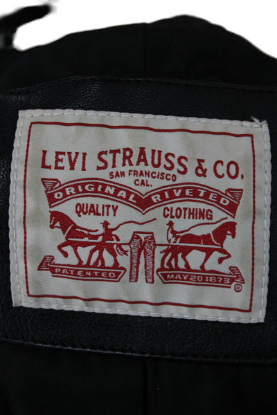 Levis Womens Biker Motorcycle Jacket Black Collared Buckle Long Sleeve Size L