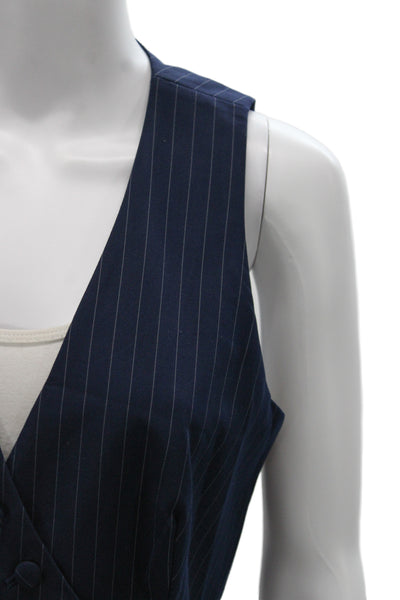 Bardot Womens Dark Blue Striped V-Neck Button Vest Size 6