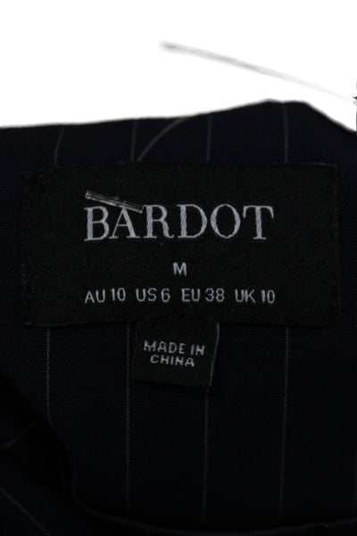 Bardot Womens Dark Blue Striped V-Neck Button Vest Size 6