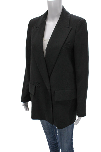 Zara Womens Black Collared Button Blazer Long Sleeve Polyester Size M