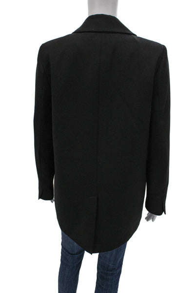 Zara Womens Black Collared Button Blazer Long Sleeve Polyester Size M
