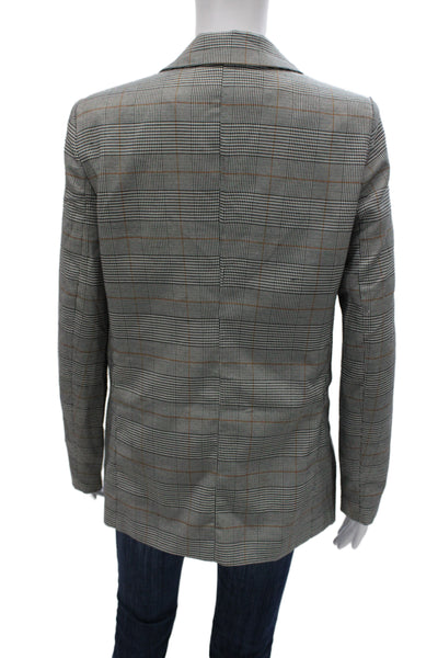 Aqua Womens Plaid Gray Collared Blazer Long Sleeve Size S
