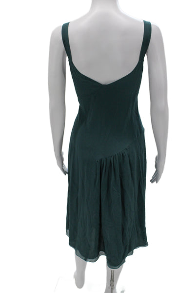 Chaiken Women Slip Dress Green V Neck Sleeveless Knee Length Size 6