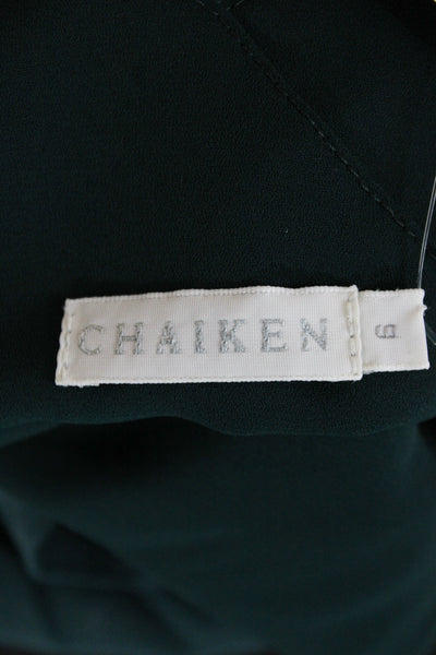 Chaiken Women Slip Dress Green V Neck Sleeveless Knee Length Size 6