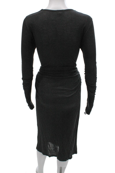 James Perse Womens Bodycon Sweater Dress Black V-Neck Long Sleeve Size 3
